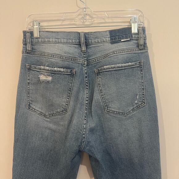 Daze Jeans Women 28 Blue High Rise distressed crop light wash cotton pant zip - Picture 6 of 9